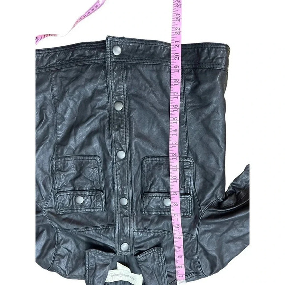 Treasure & Bond Black Long Sleeve Button Front Leather Biker Jacket Size XS - Picture 5 of 9